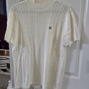 Women's Chase Cream Cable Knit Short Sleeve Sweater